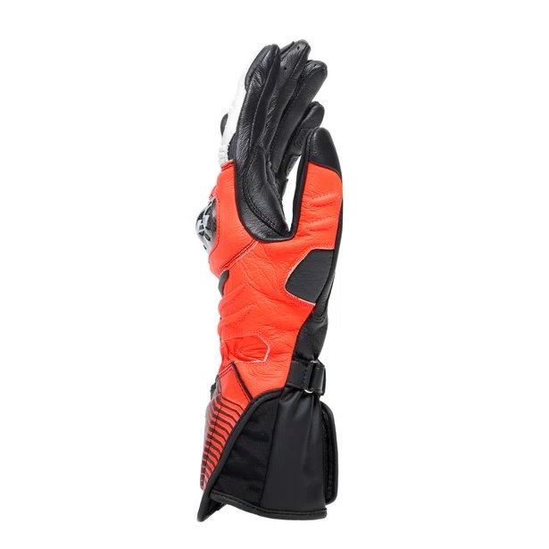 Dainese CARBON 4 LONG LEATHER GLOVES black/fluo-red/white