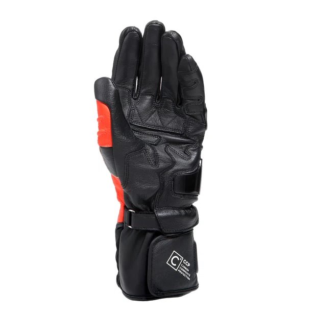 Dainese CARBON 4 LONG LEATHER GLOVES black/fluo-red/white