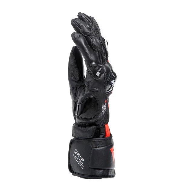 Dainese CARBON 4 LONG LEATHER GLOVES black/fluo-red/white