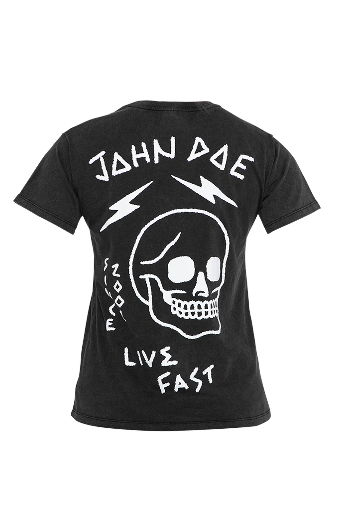 John Doe T-Shirt Women Live Fast Skull Fade Out Black / Emroidery