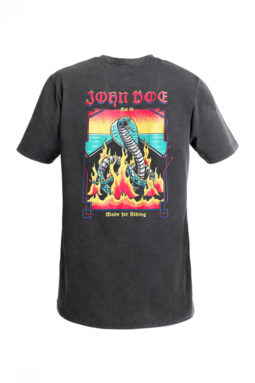 John Doe T-Shirt Snake On Fire Fade Out Black