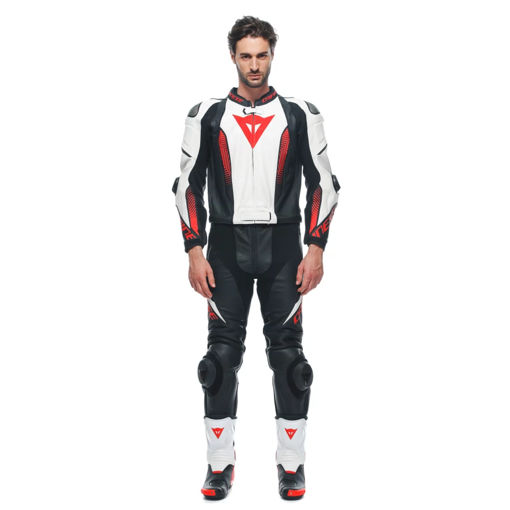 LAGUNA SECA 5 2PCS LEATHER SUIT black/white/lava-red