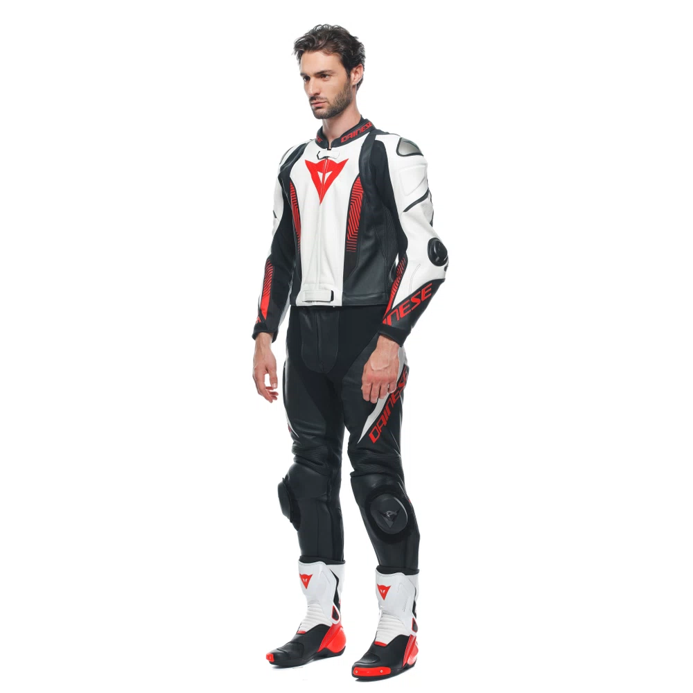 LAGUNA SECA 5 2PCS LEATHER SUIT black/white/lava-red