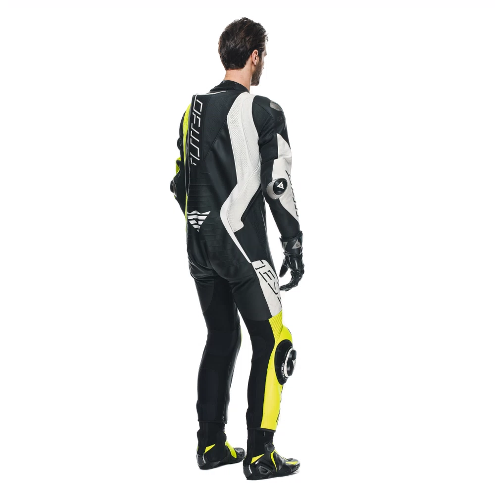 Dainese Audax D-Zip 1Pc Perf. Leather Suit black/yellow-fluo/white