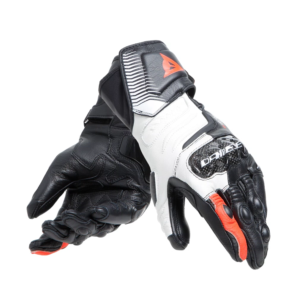 Dainese Carbon 4 Long Lady Leather Gloves black/white/fluo-red