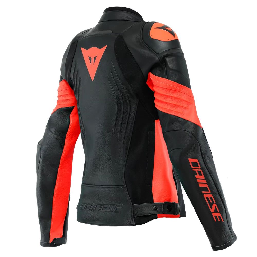 Dainese Racing 4 Lady Leather Jacket black/fluo-red