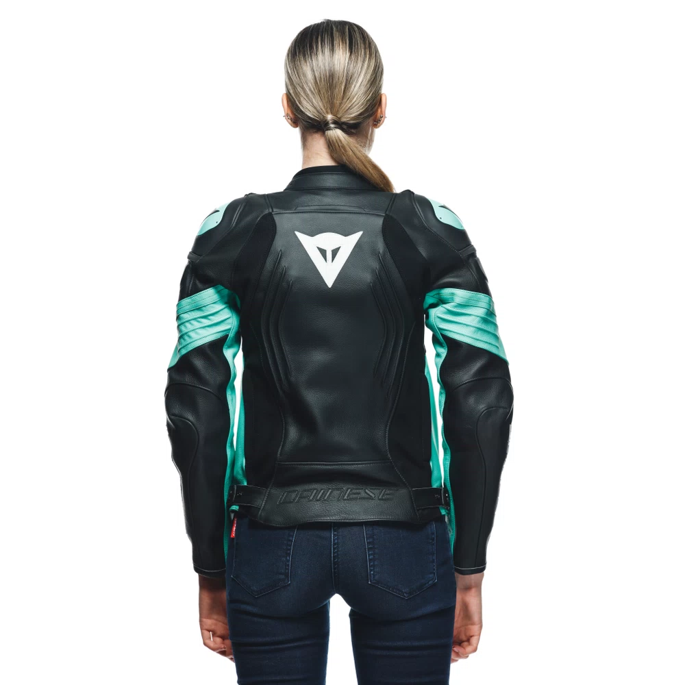 Dainese Racing 4 Lady Leather Jacket black/acqua-green