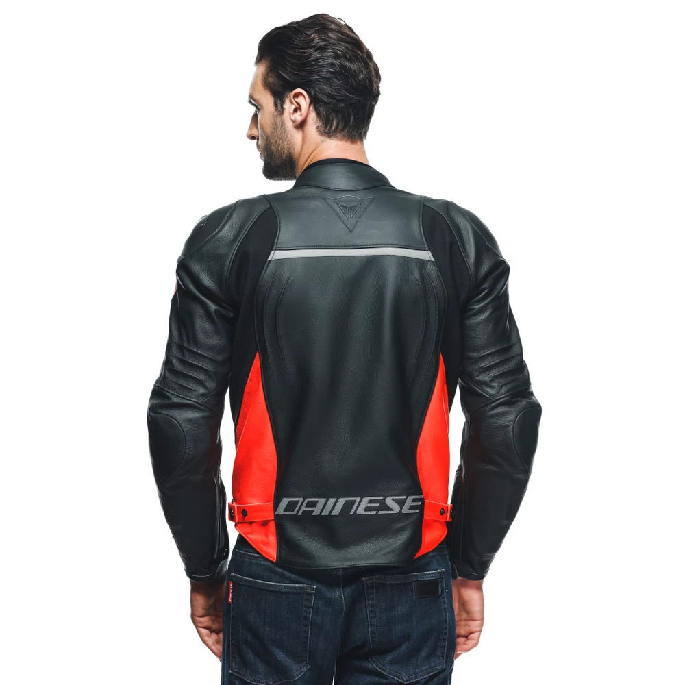 Dainese Racing 4 Leather Jacket black/fluo-red
