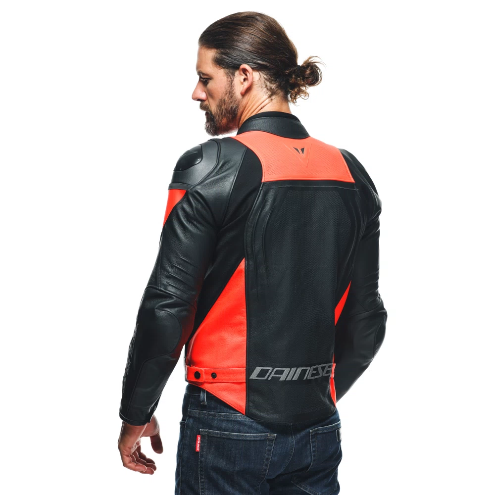 Dainese Racing 4 Leather Jacket Perf. black/fluo-red