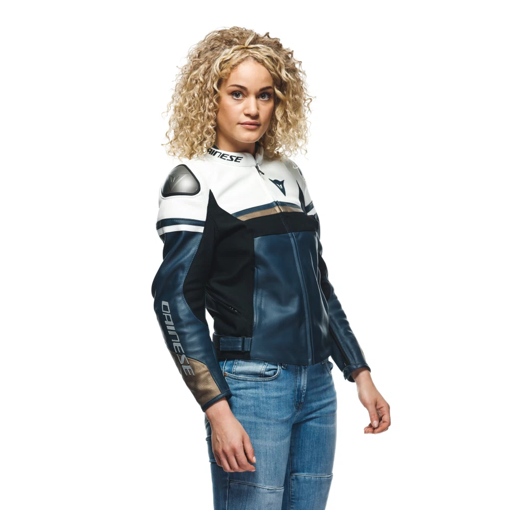 Dainese Rapida Lady Leather Jacket black-iris/white/tibetan-platinum