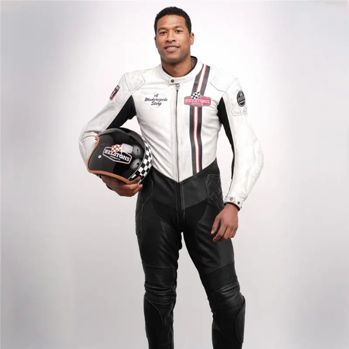 Helstons STIRLING SUIT Leather Plain black-white