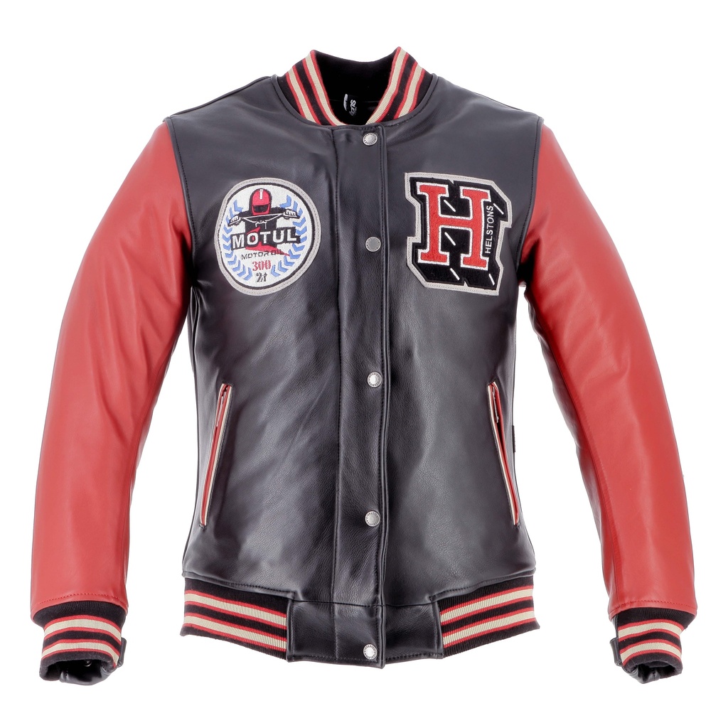 [2023038 NR S] Helstons STUDENT Man Leather Rag black-red (S)