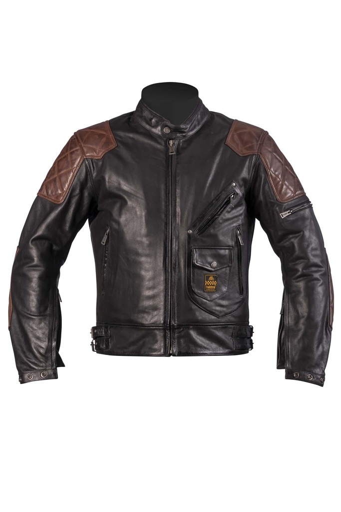 [2020015 NC S] Helstons CHUCK Leather Buffle & Vachette black-camel (S)