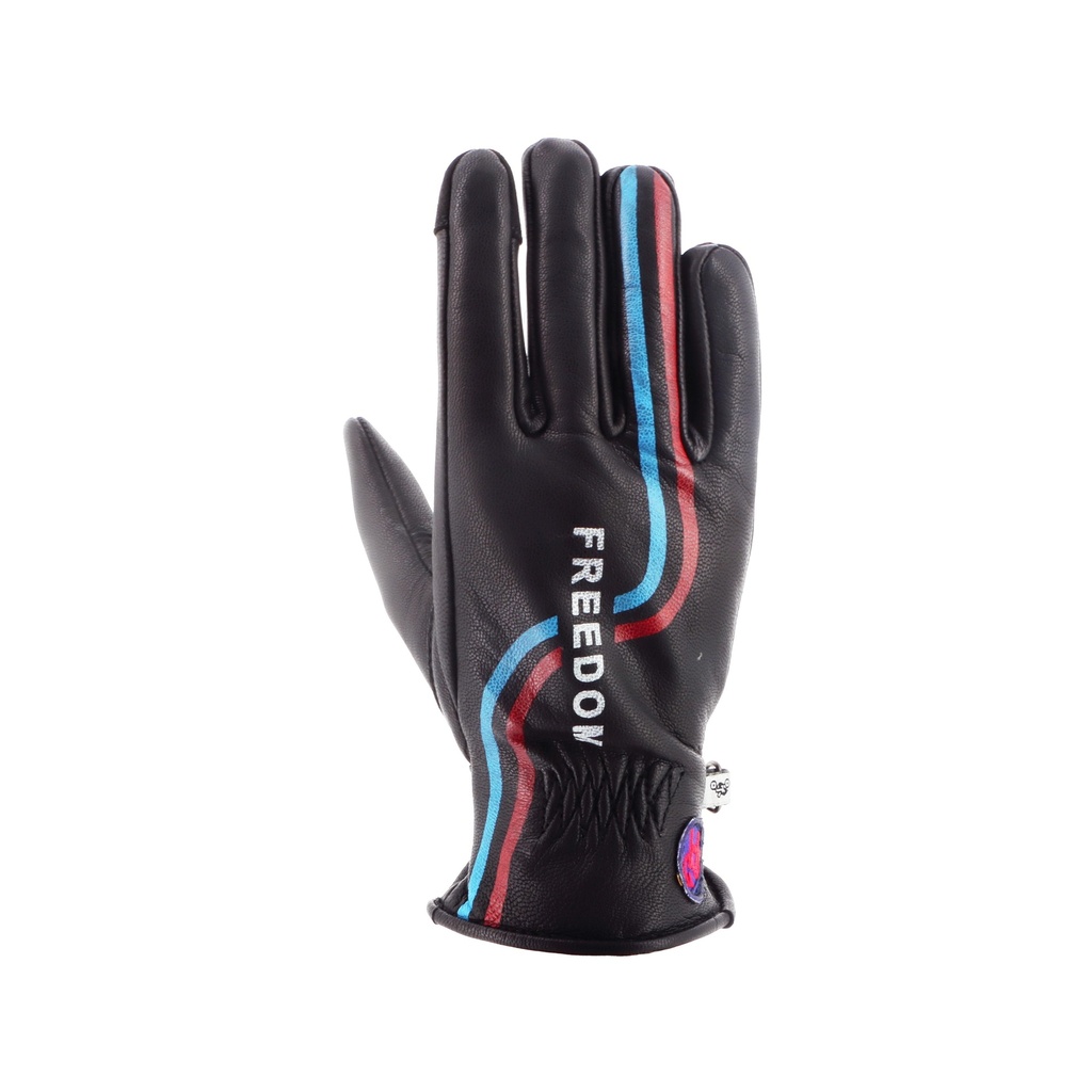 [2024036 NBR T6] Helstons FREEDOM Lady Summer Leather black (Blue-Red) (T6)