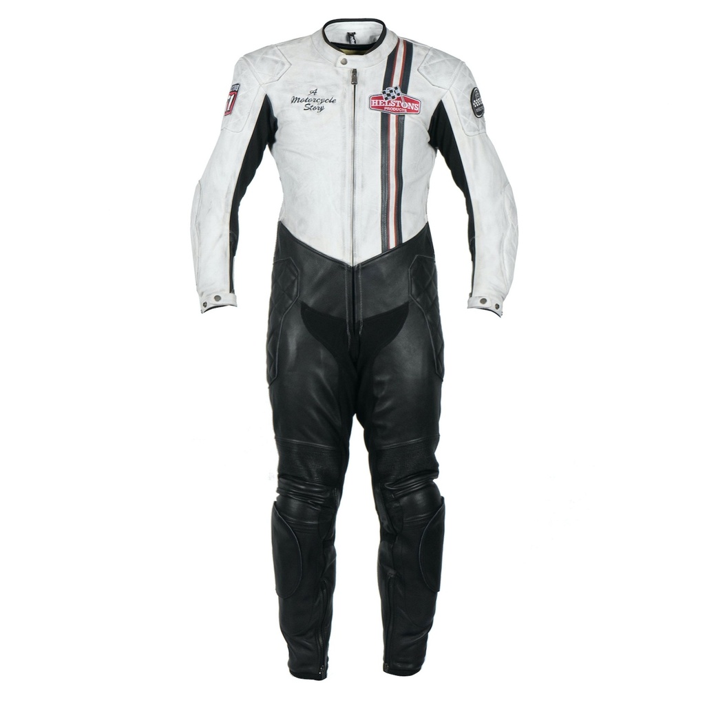 [2020013 NBC S] Helstons STIRLING SUIT Leather Plain black-white (S)