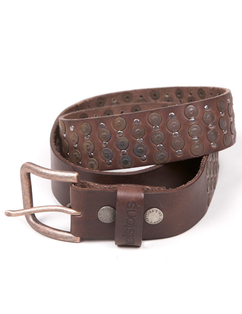 [20180090 M 105] Helstons BELT ( CLOUTEE PINS) Leather brown (105)