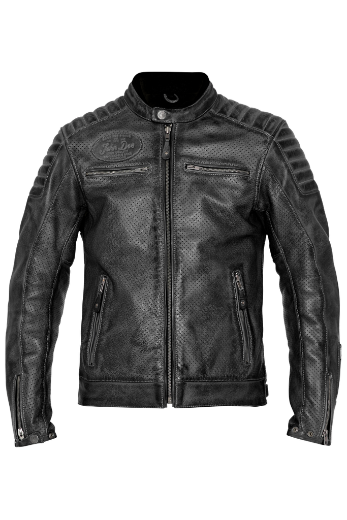 [JLE6003-S] John Doe Leather Jacket Storm Black (S)
