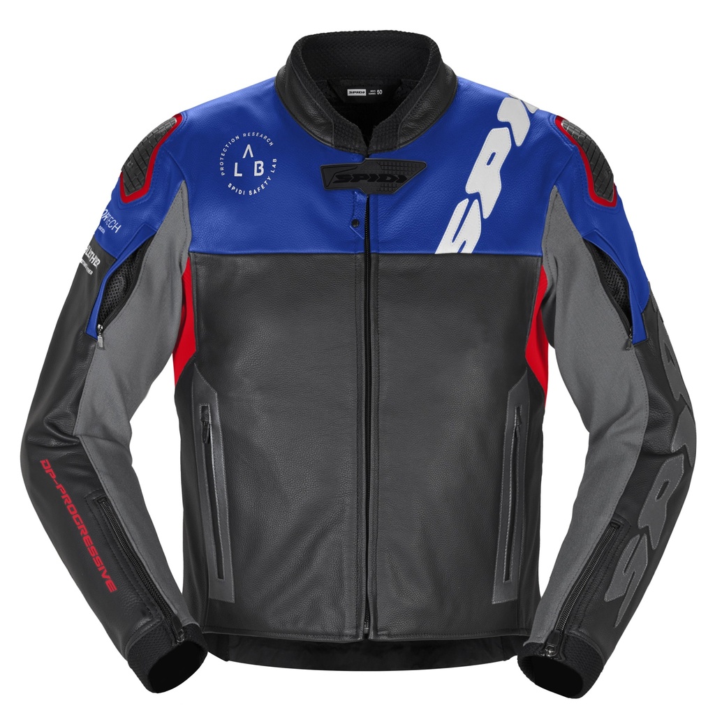 [P229-238-46] Spidi Dp Progressive Leather Black/Red/Blue (46)