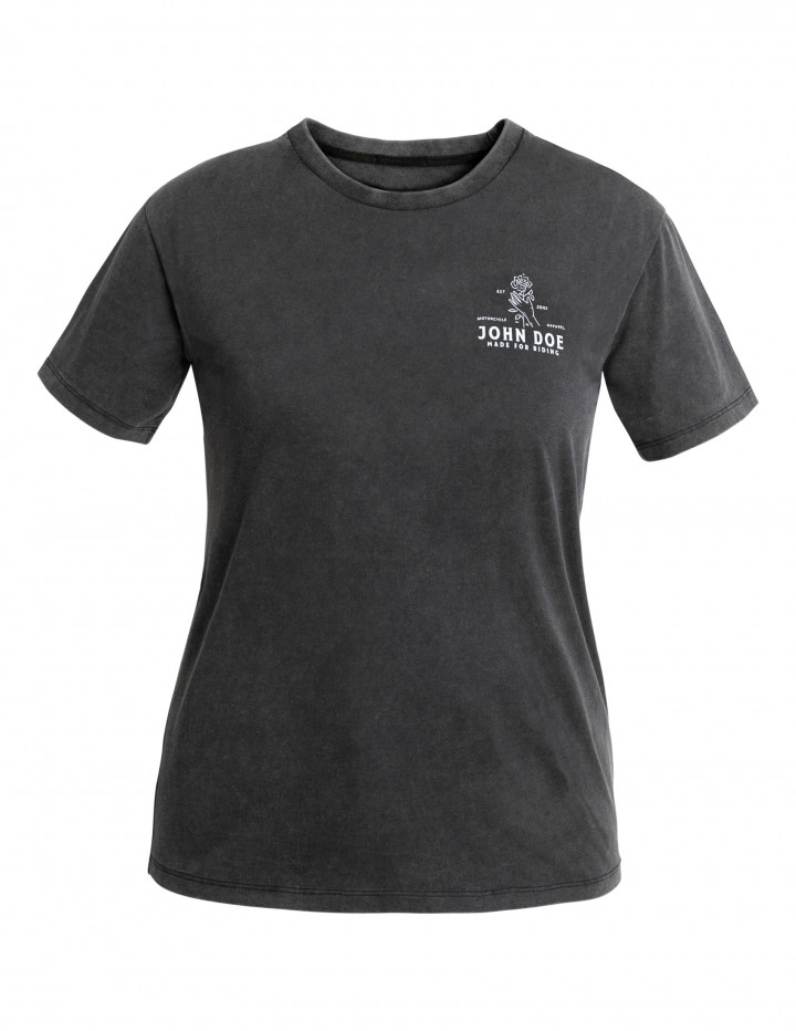 [JDS6406-XS] John Doe T-Shirt Women Rose Fade Out Black (XS)