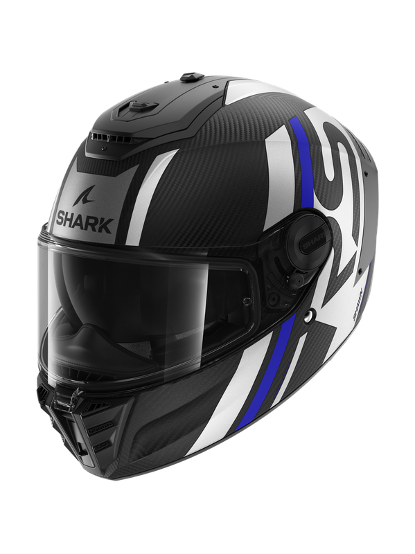 [HE8156EDBSXS] Shark SPARTAN RS CARBON SHAWN Mat Carbon Blue Silver (XS)