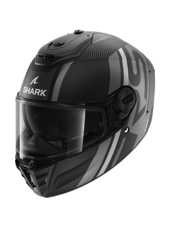 [HE8156EDSAXS] Shark SPARTAN RS CARBON SHAWN Mat Carbon Silver Anthracite (XS)
