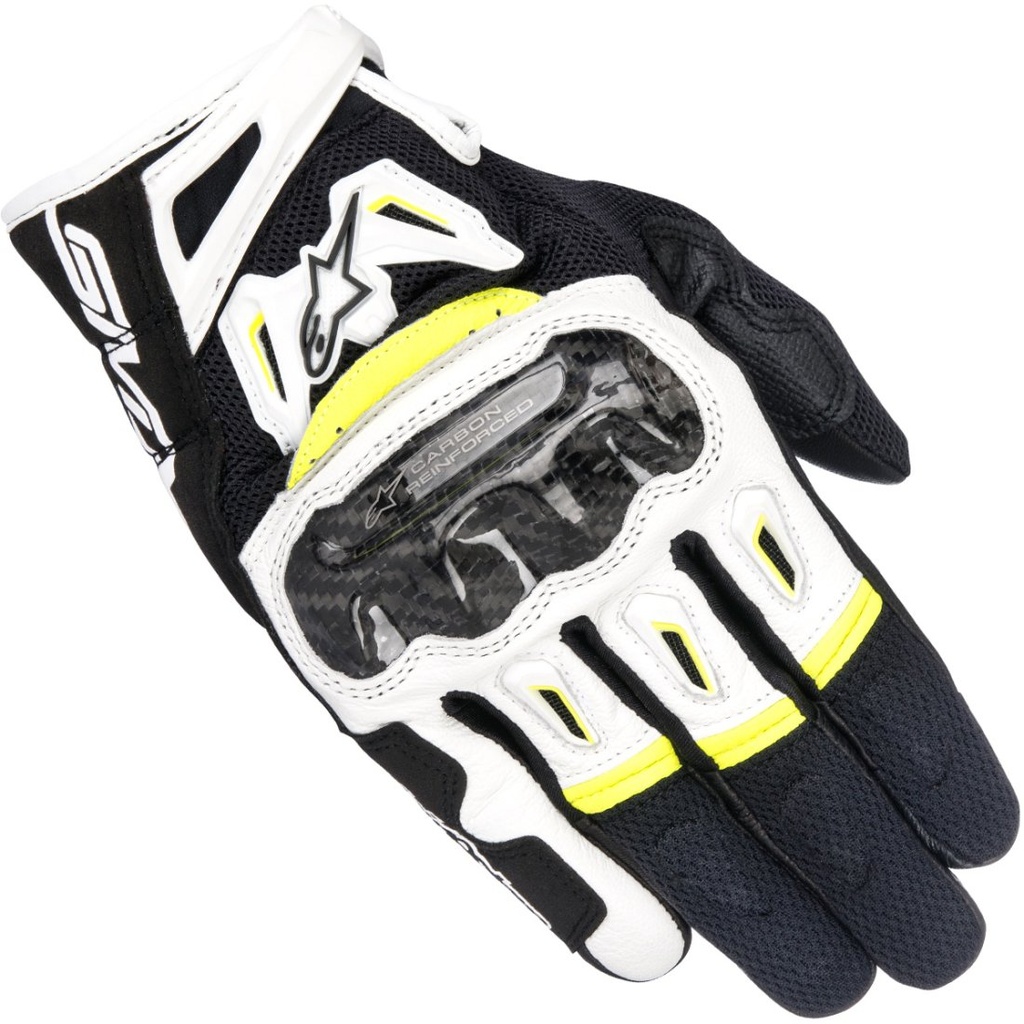 [3567717-125-S] Alpinestars Smx-2 Air Carbon V2 Glove Black White Yellow Fluo (S)