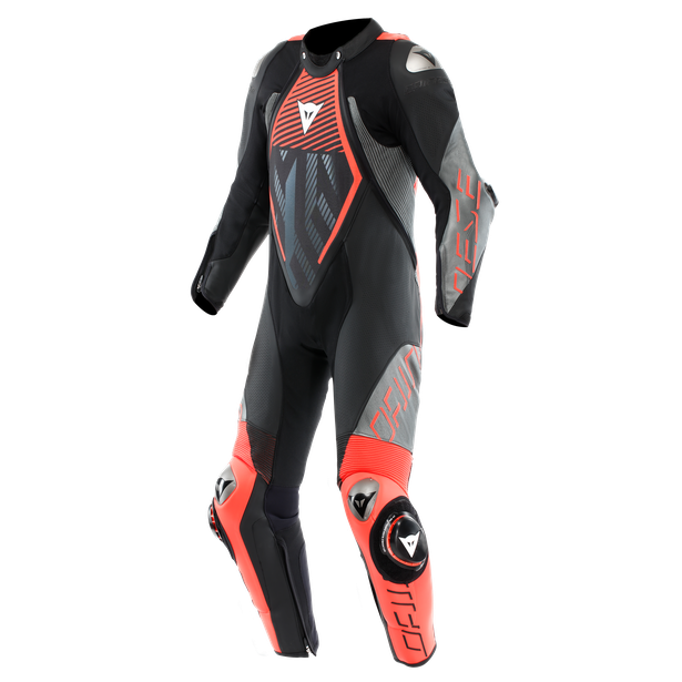[15100002 Z09 44] Dainese Audax D-Zip 1Pc Perf. Leather Suit black/red-fluo/anthracite (44)