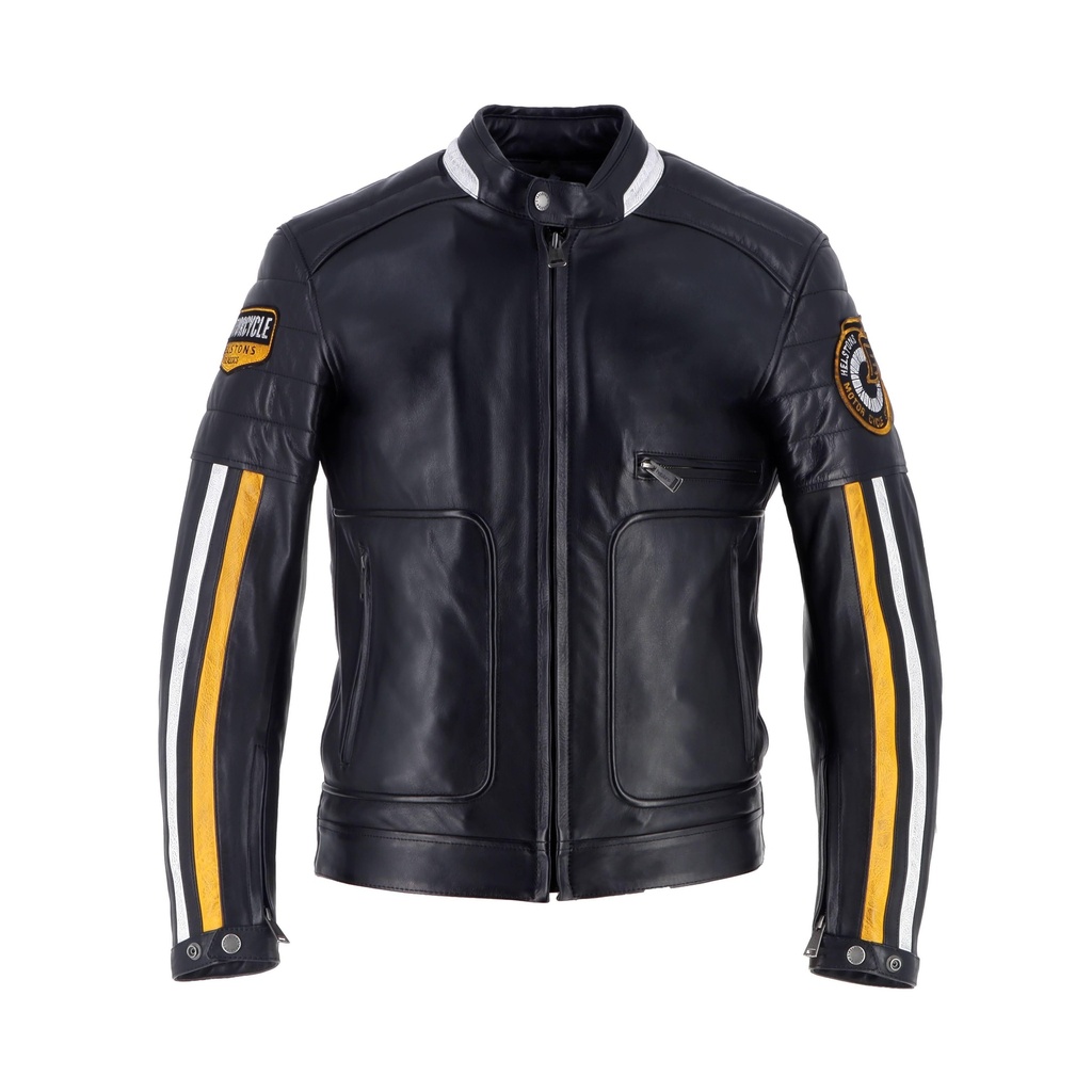 [2024101 NJ S] Helstons VULCAN Leather Rag BLACK-YELLOW  (S)