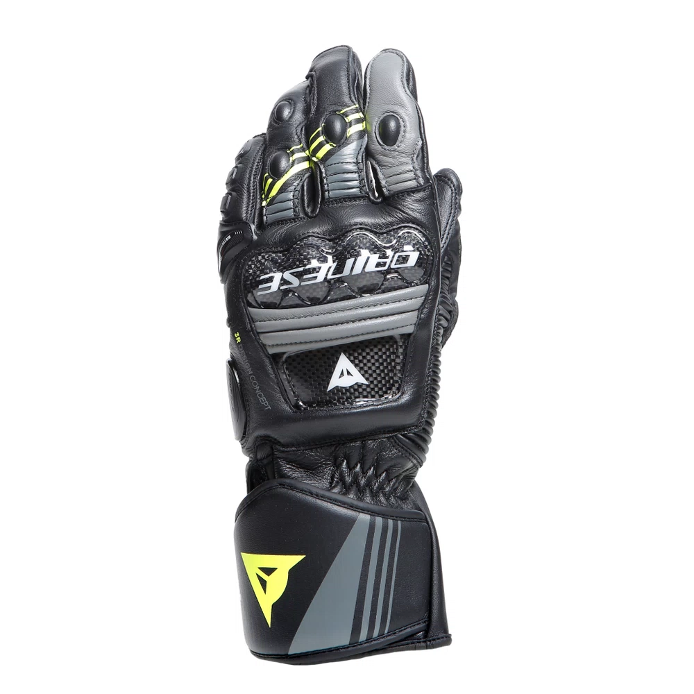 [1815959 20A XS] Dainese Druid 4 Leather Gloves black/charcoal-gray/fluo-yellow (XS)
