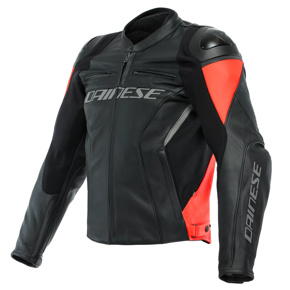 Dainese Racing 4 Leather Jacket black/fluo-red
