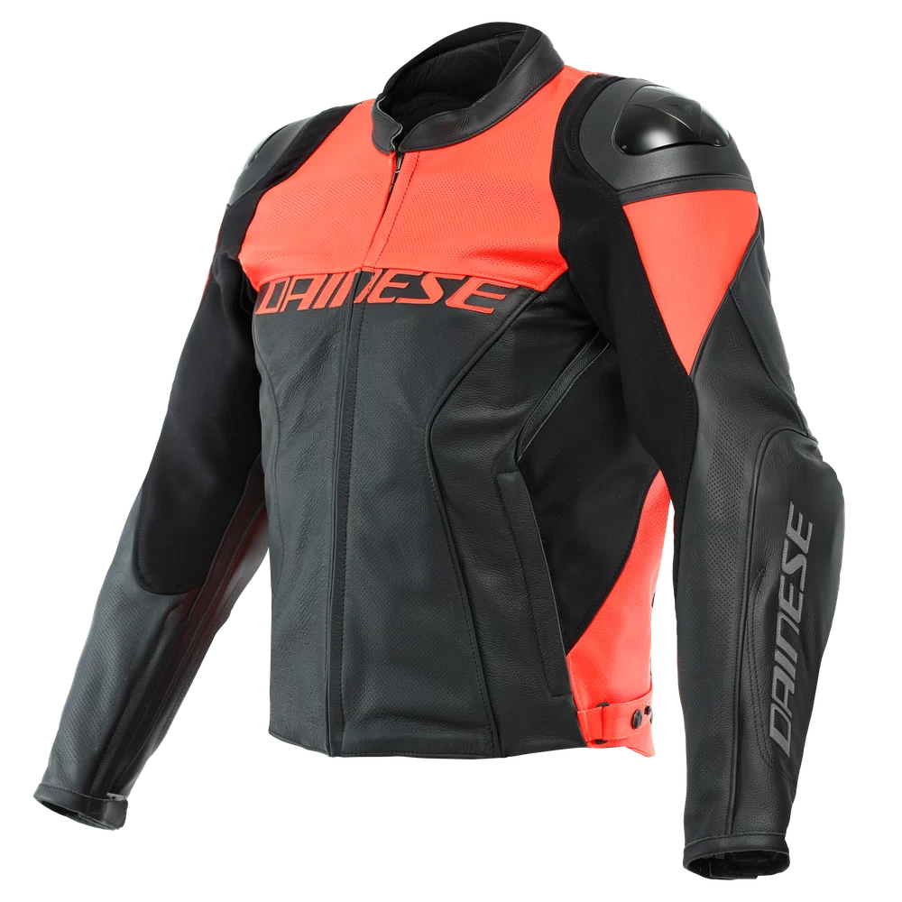 Dainese Racing 4 Leather Jacket Perf. black/fluo-red
