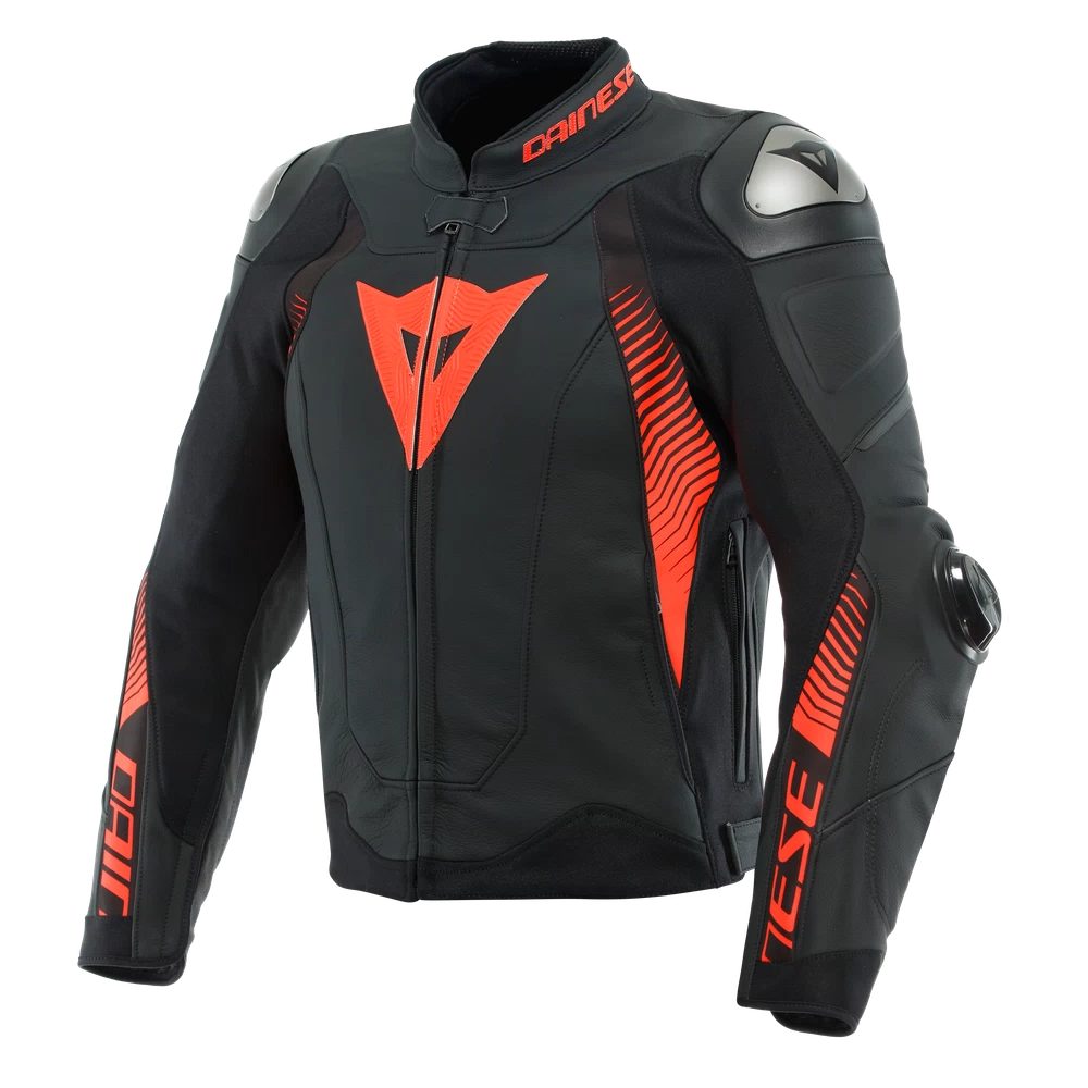 [1533870 51G 44] Dainese Super Speed 4 Leather Jacket black-matt/fluo-red (44)