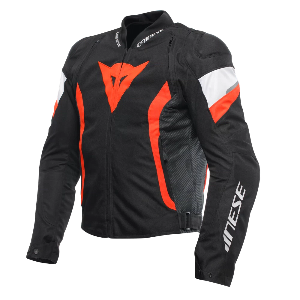 [*17300006 W12 44] Dainese Avro 5 Tex Jacket Black/Red-fluo/White (44)