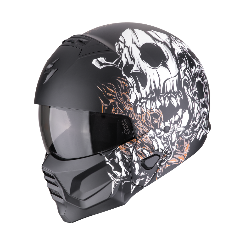 [182-485-353-02] Scorpion  Exo-Combat II Genesis Matt Black-White-Gold (XS)