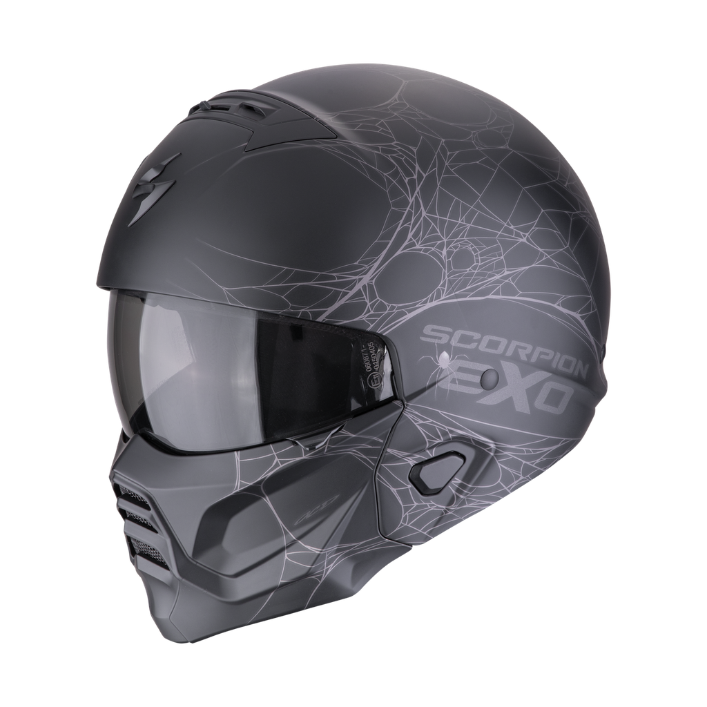 [182-476-159-02] Scorpion  Exo-Combat II Spiderweb Matt Black-Silver (XS)