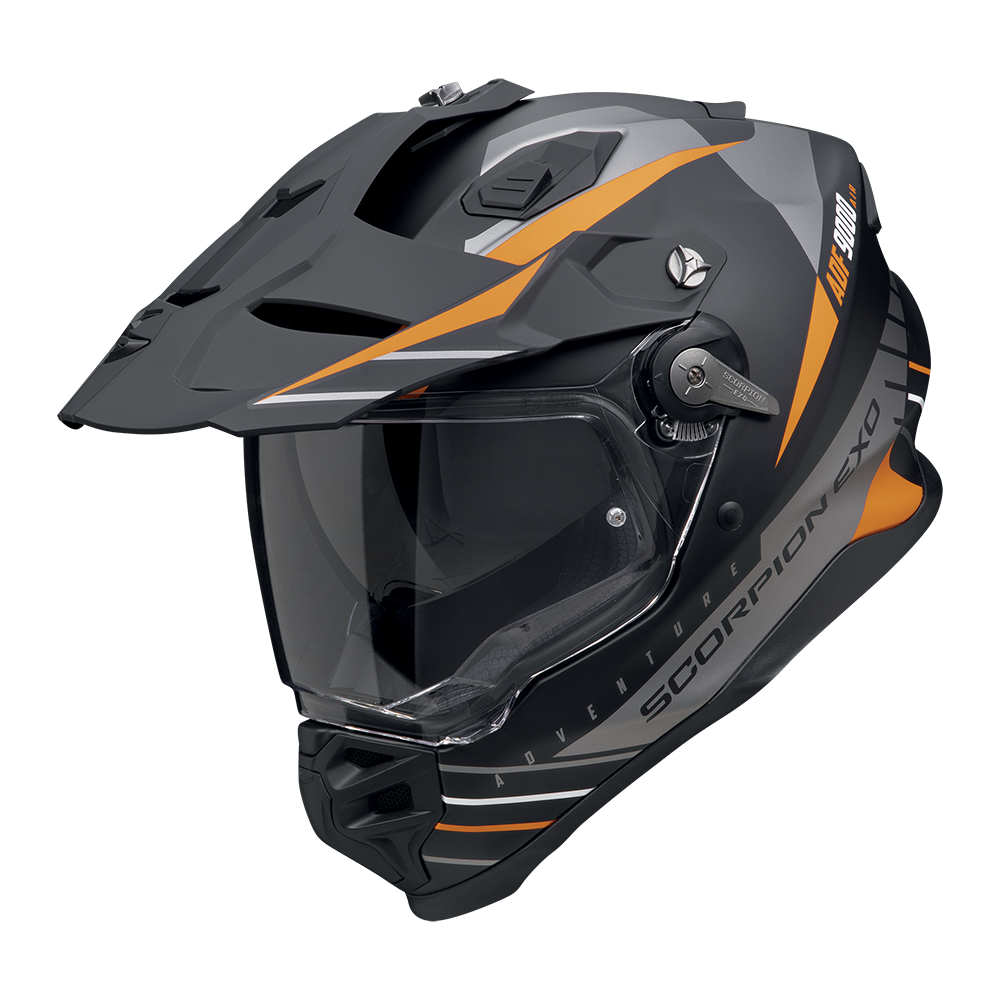 [184-472-304-04] Scorpion Adf-9000 Air Feat Matt Black-Silver-Orange (M)
