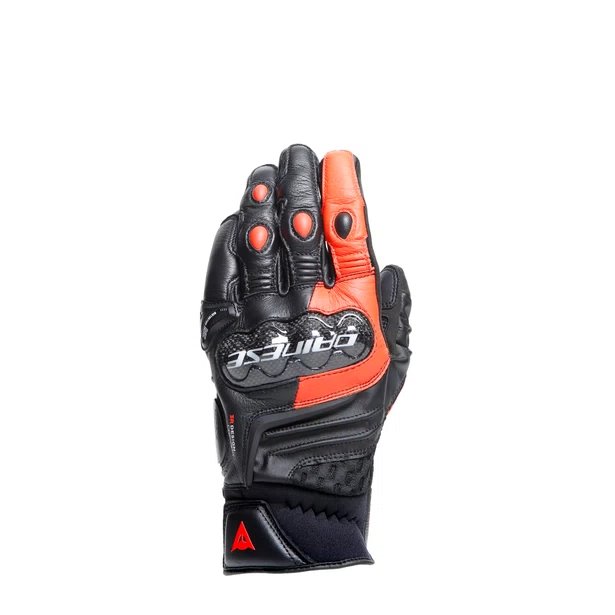 [1815958 628 XS] Dainese Carbon 4 Short Leather Gloves Black/Fluo-Red (XS)
