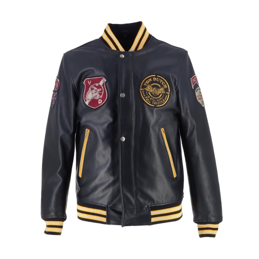 Helstons VD - COLLEGIAN Cuir Rag NOIR-Jaune 